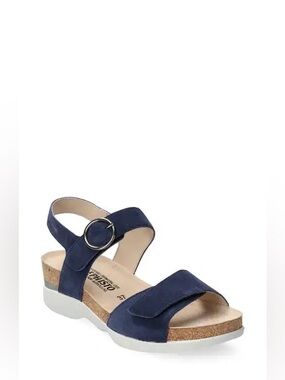 MEPHISTO Oriana Strappy Wedge Sandals Midnight Blue Suede EU 40 US 10